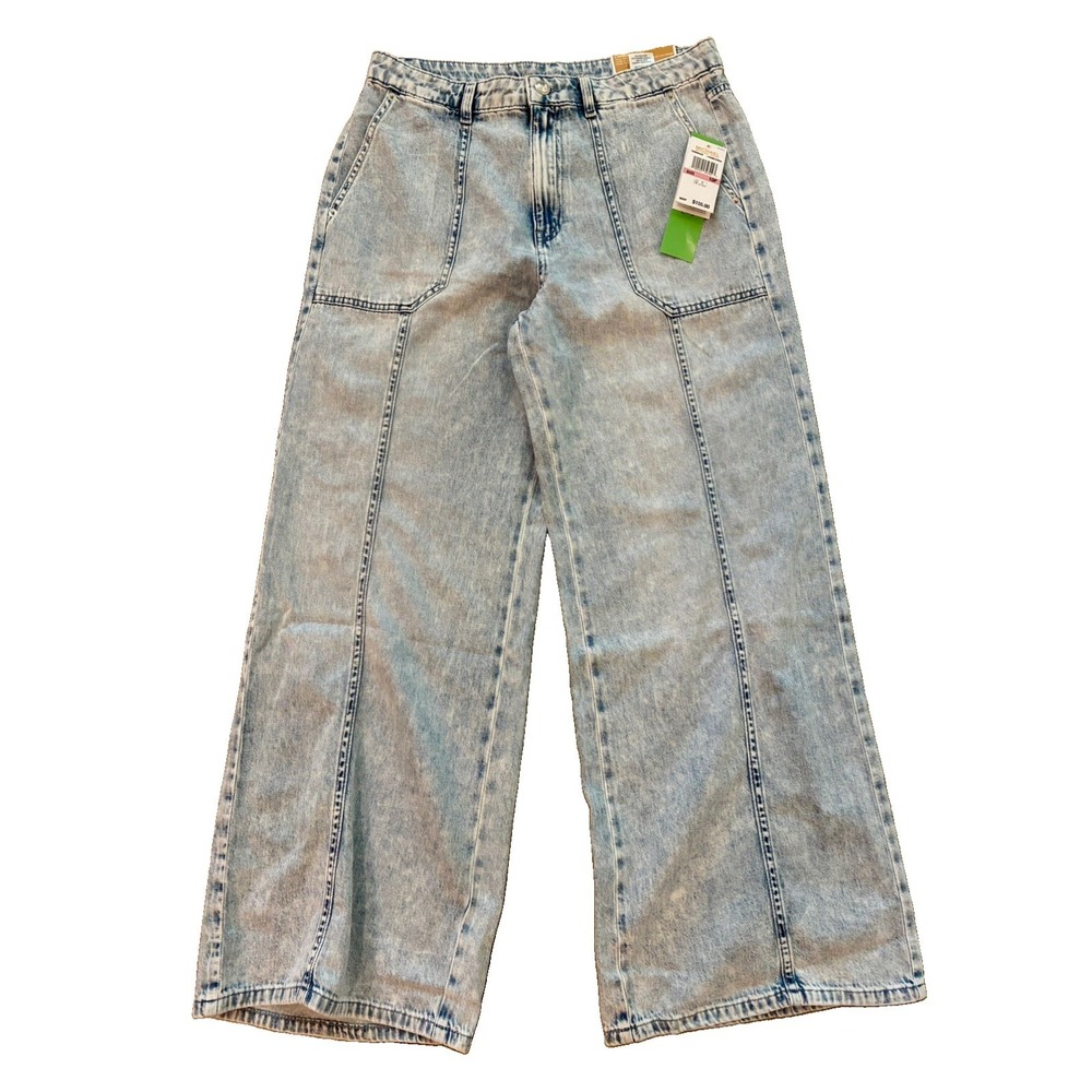 MICHAEL KORS~ Carmen Wide Leg Jeans Super Hi Rise, Light Stone Wash~ Sz 10P~ NWT